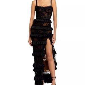 V. Chapman Black Cassia Lace Corset Gown